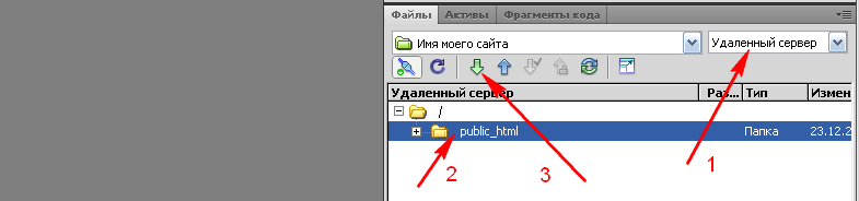 Скачать Public_html. Первое скачивание по FTP.